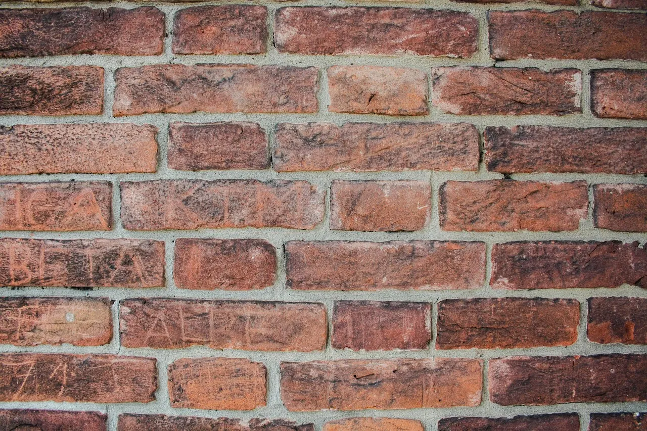 Brick wall being built on a construction site