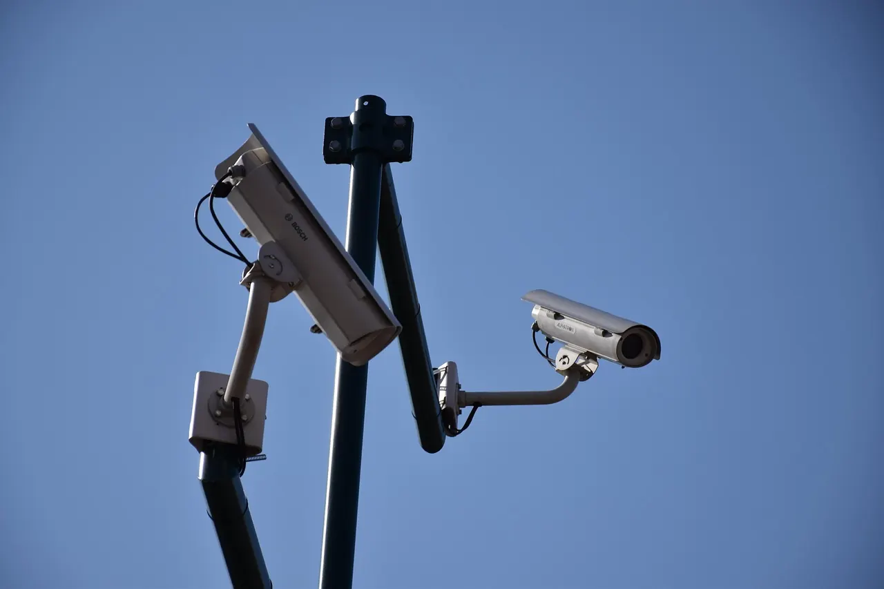 Outdoor CCTV cameras mounted on a pole