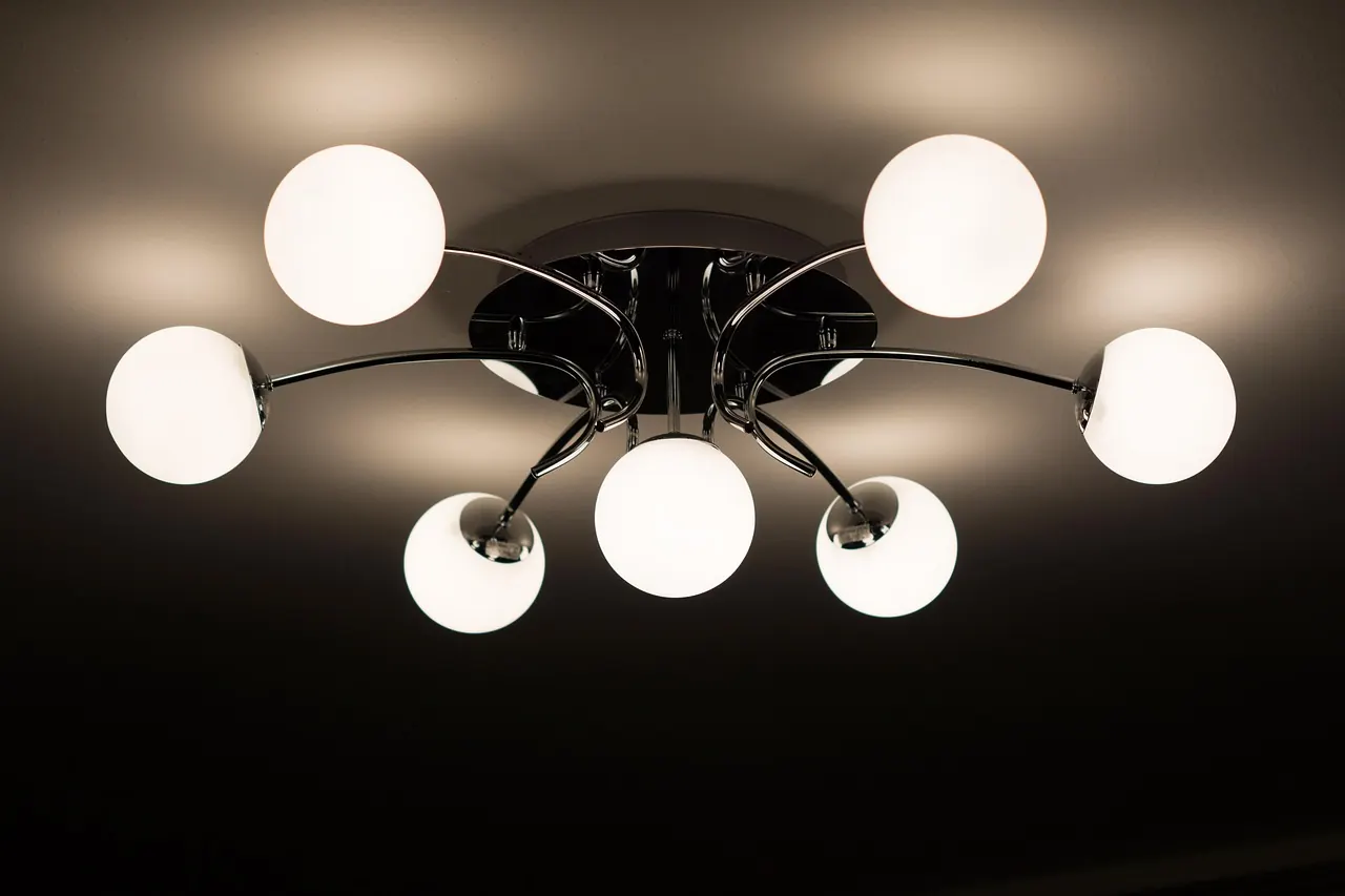 Modern ceiling light fitted to a finished ceiling
