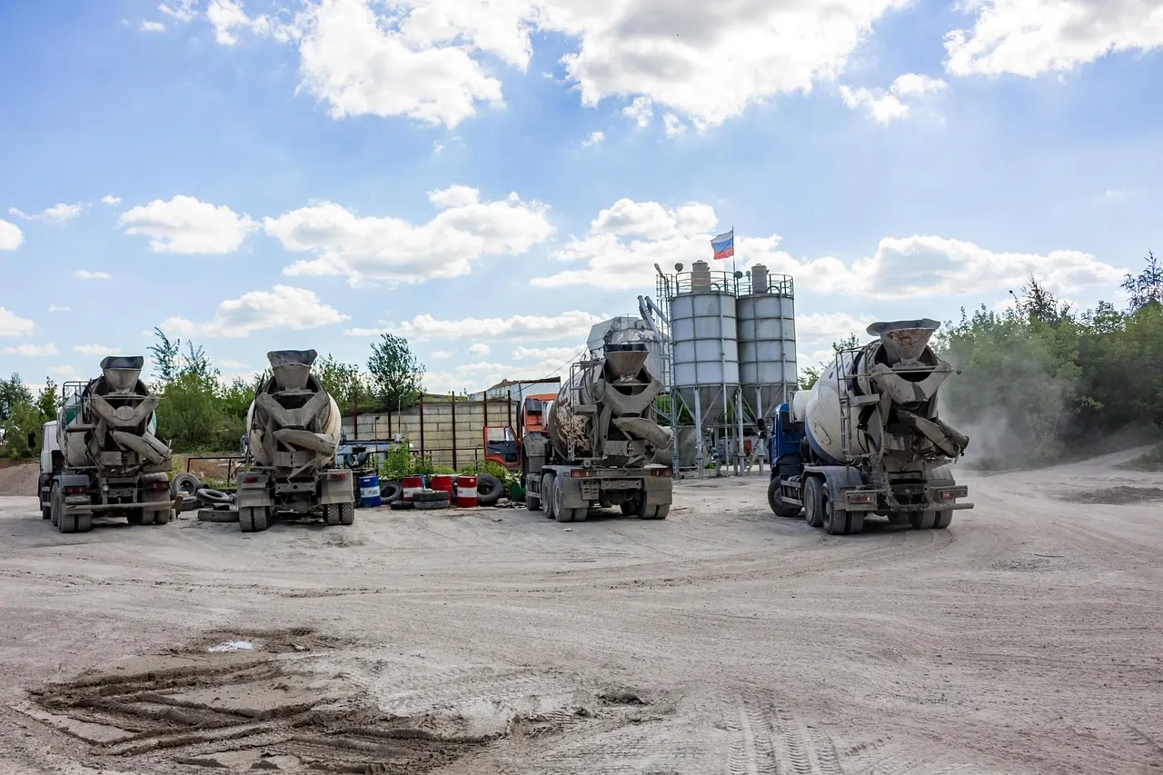 Concrete mixer trucks ready to deliver ready-mix concrete