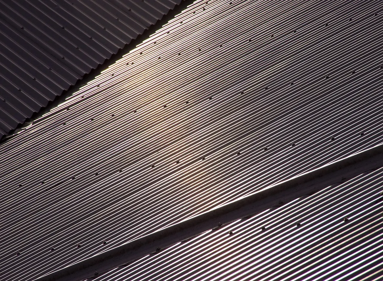 Corrugated metal roofing sheets on a house