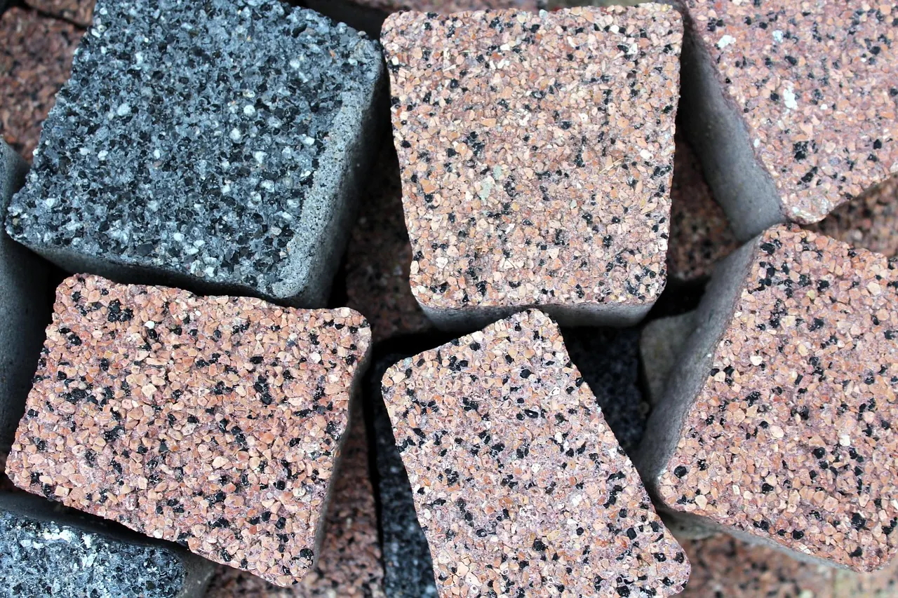 Granite paving blocks ready for compound paving