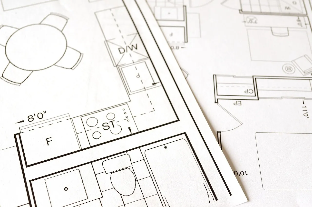 House floor plan blueprint showing rooms and dimensions
