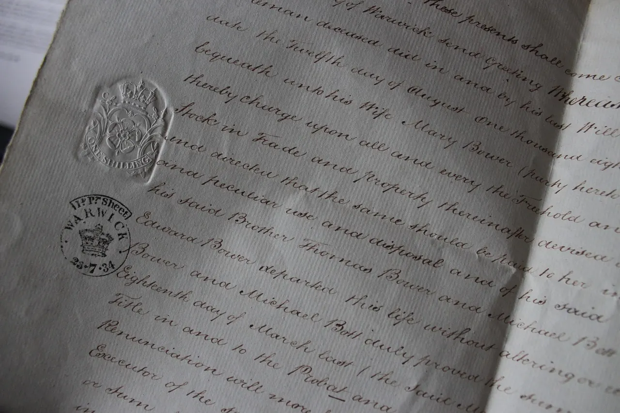 Official land document with an embossed seal