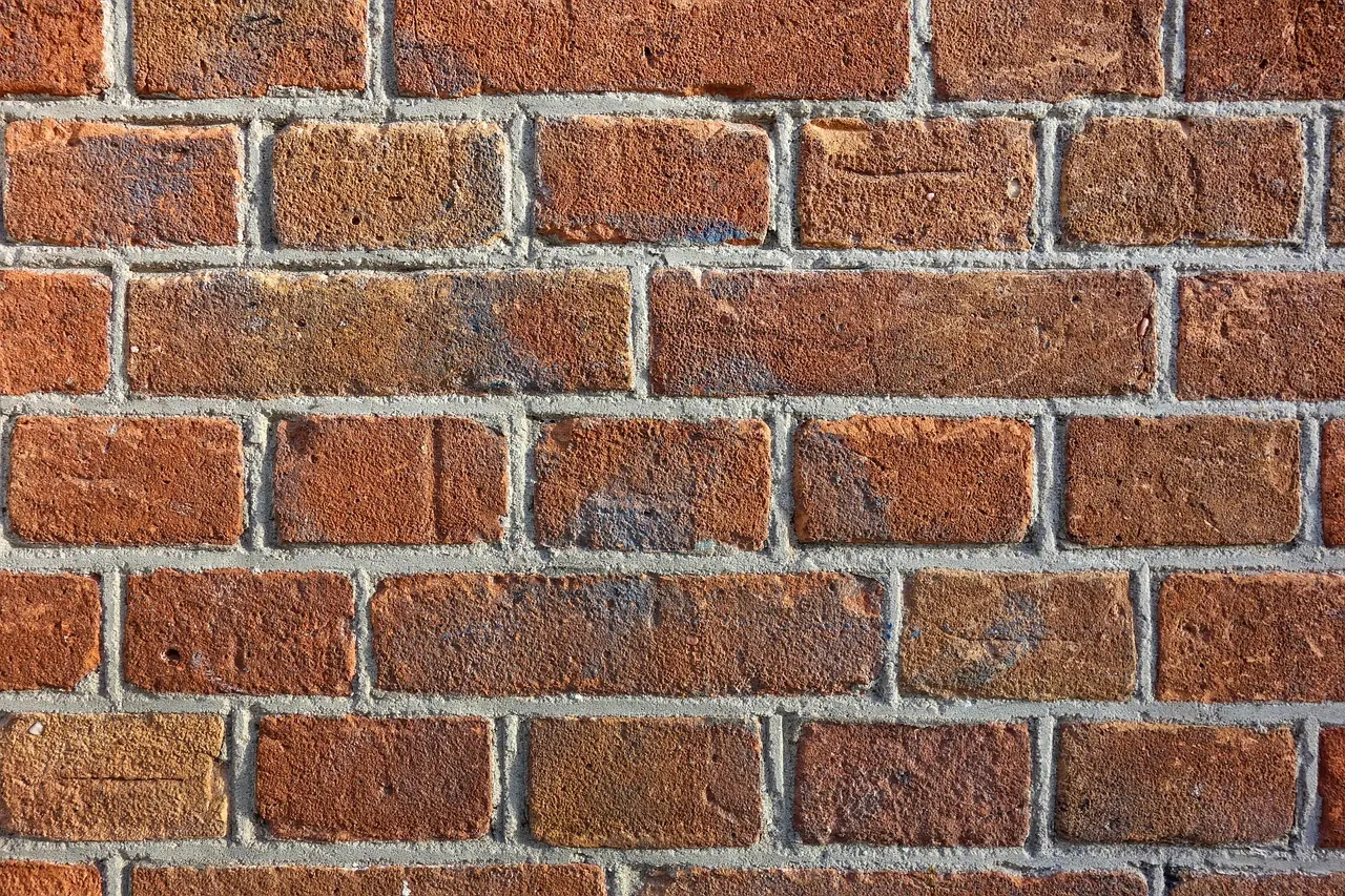 Detail of red brickwork with neat mortar joints