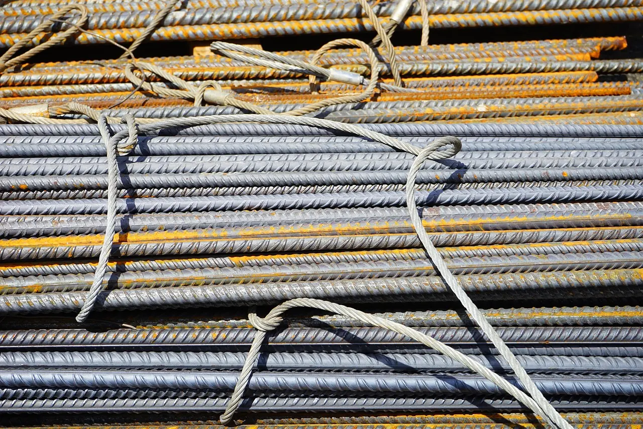 Bundle of steel reinforcement bars for concrete works