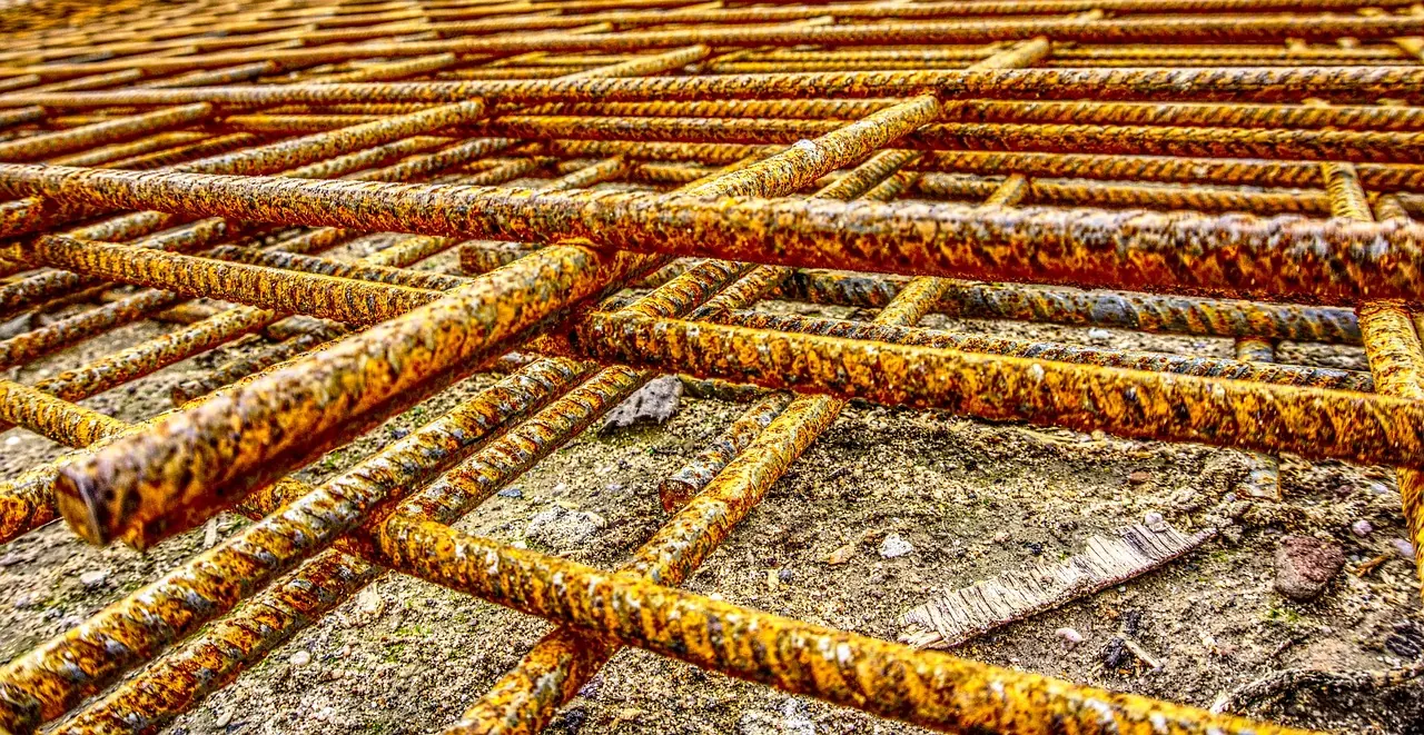 Steel reinforcement mesh ready for concrete casting