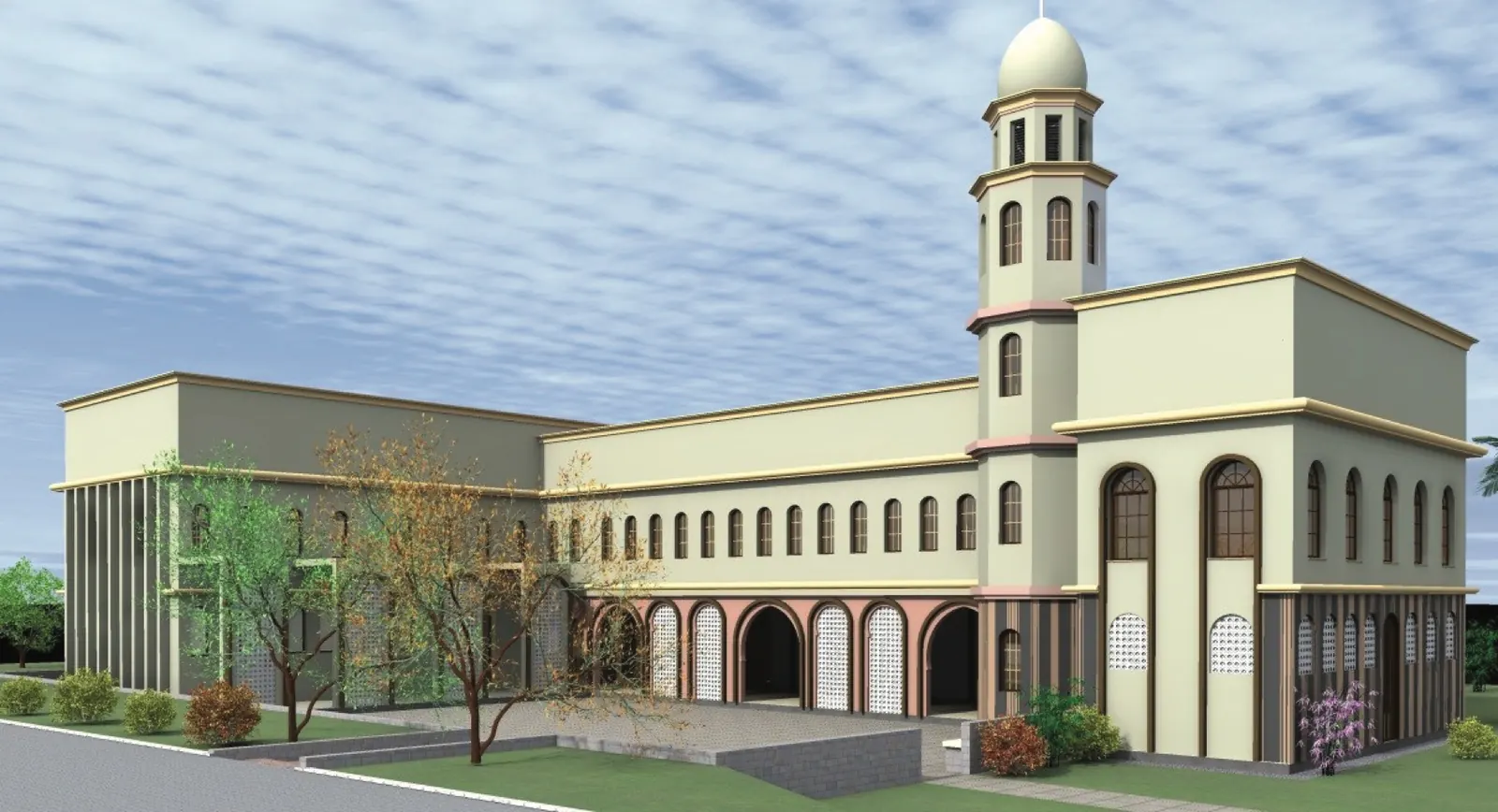 3D design of Tawhiid Mosque Kampala after modification by Super Bis Limited