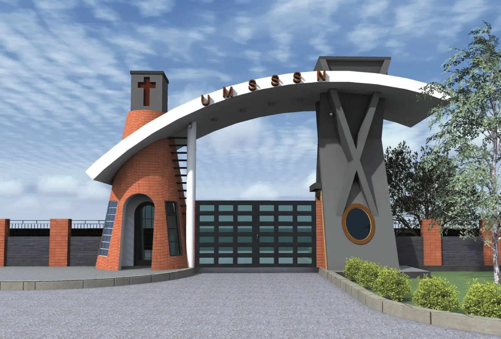 3D design of the main gate at Uganda Martyrs SS Namugongo